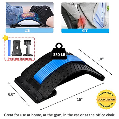 JUMPOW Back Stretcher for Lower Back Pain Relief, 4 Level Adjustable Lumbar Back Cracker Board for Scoliosis, Spine Decompression, Sciatica