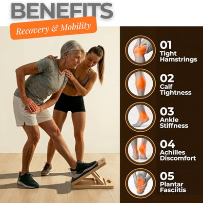 Slant Board for Adults with Adjustable Angle – Balance Boards for Adults for Stretching, Squats & Rehab – Slantboard for Calf, Ankle - Portable Velour Board for Squats, & Lower Body Training