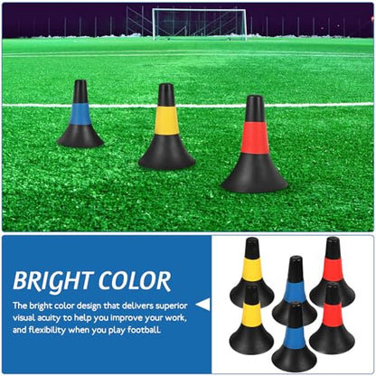 6pcs Soccer Training Cones Agility Hurdles Road Obstacle Markers 23cm Sturdy Football Sports Safety Cones for Outdoor Soccer Practice