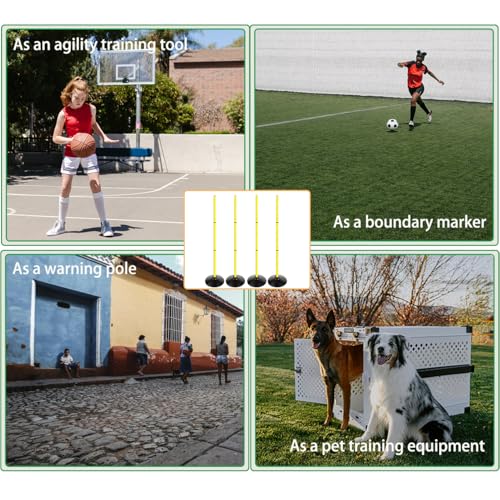 4FT Agility Poles Set Detachable Speed Training Poles Soccer Slalom Sticks with Agility Ladder and Cones