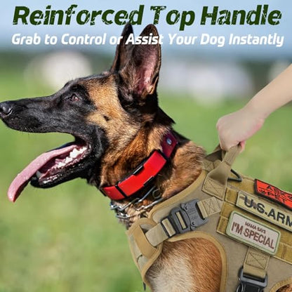 rabbitgoo Tactical Dog Harness for Medium, Heavy Duty Military No Pull Vest - color: Brown, size: Medium