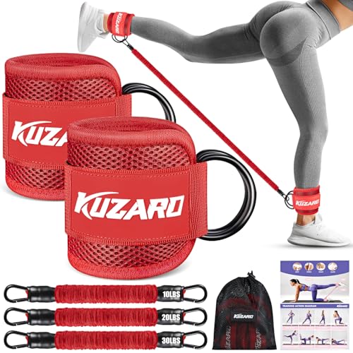 Ankle Resistance Bands with Cuffs, Ankle Weights Bands for Working Out, Women Leg and Glutes Workout Equipment, Exercise Bands for Kickbacks, Butt and Booty Trainer, Home Gym Fitness Equipment