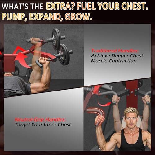 3-in-1 Adjustable Chest Press Machine, 1300LBS Bench Press Machine with Independent Converging Arms, Incline Decline Flat weight bench Home Gym Equipment