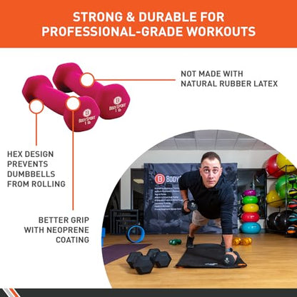 Body Sport Neoprene Dumbbell Weight - Latex-Free, Strength Training Equipment for Home Fitness & Gym Workouts - color: 1 Pound