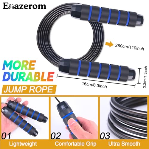 Jump Rope for Women Men Kids, Adjustable Skipping Rope with Ball Bearings, Professional Jumping Rope with Foam Handles, Tangle-Free Rapid Speed Jump Ropes for Fitness Workout Boxing Exercise - color: Blue