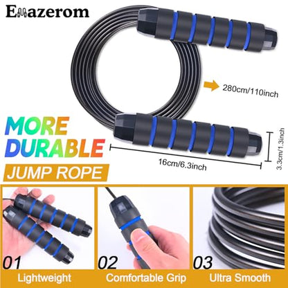Jump Rope for Women Men Kids, Adjustable Skipping Rope with Ball Bearings, Professional Jumping Rope with Foam Handles, Tangle-Free Rapid Speed Jump Ropes for Fitness Workout Boxing Exercise - color: Blue
