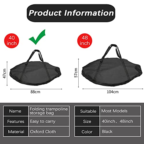 Trampoline Storage Bag, Folding Mini Trampoline Storage Bags, Waterproof Fitness Rebounder Pouch for Gym, Home and Travel - size: 88CM