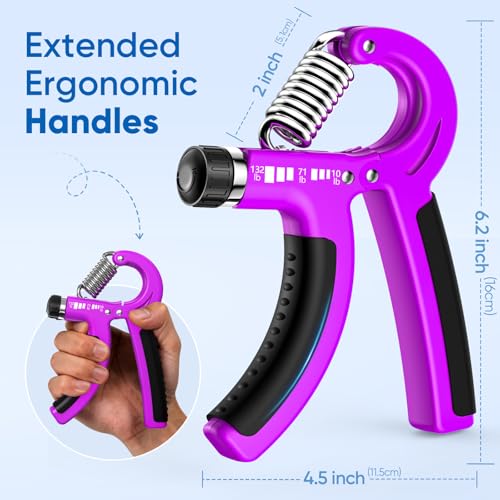 FitBeast Grip Strength Trainer 2 Pack – Adjustable Hand Grip Strengthener for Strength Training & Rehabilitation, 10-132 lbs Resistance Forearm Strengthener, Ideal for Athletes, Rehab, Office - color: Purple