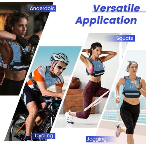 Adjustable Weighted Vest for Women Men 4-10lb/11-20lb/20-32lb Vest with 6 Ironsand Weights Body Weight Vest with Reflective Strip for Running Walking Strength Training Workouts
