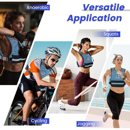 Adjustable Weighted Vest for Women Men 4-10lb/11-20lb/20-32lb Vest with 6 Ironsand Weights Body Weight Vest with Reflective Strip for Running Walking Strength Training Workouts