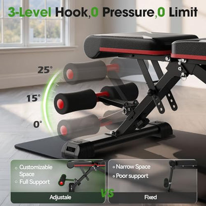 FLYBIRD Adjustable Weight Bench, Full Body Workout Bench for Home Gym - size: XL
