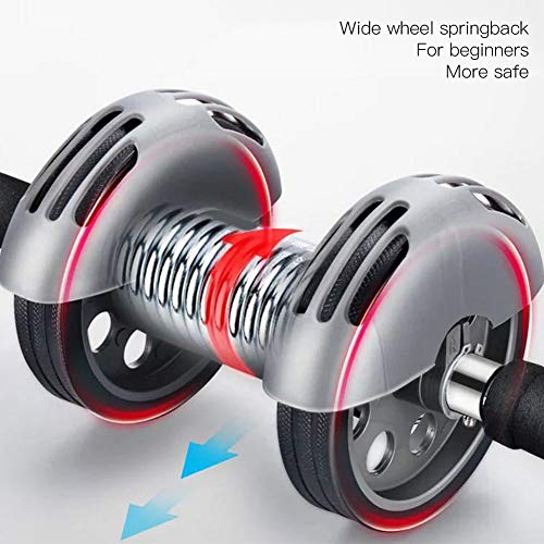 Ab Double Roller Workout System, Abdominal Exercise Roller Wheel with Dual Wheels and Knee Pad, Anti - Slip Foam Handles, Spring Resistance Core Trainer for Home Gym Use