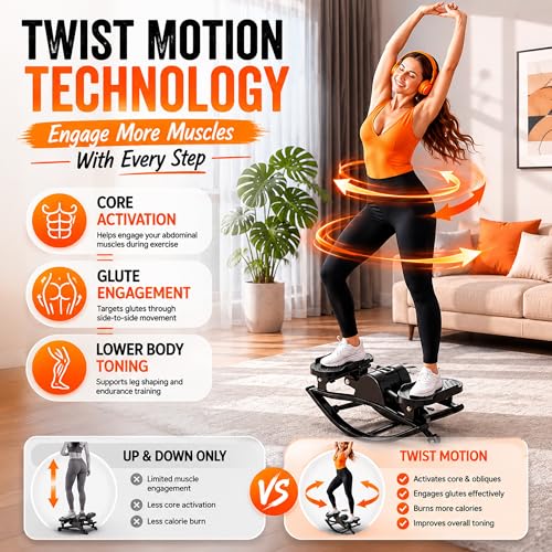 Lhanel Rock Stepper for Home Workout, Low-Impact Side Stepper with Resistance Bands, Side-to-Side Mini Stepper for Cardio, Weight Loss & Full Body Exercise - color: Dark-gray