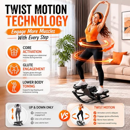 Lhanel Rock Stepper for Home Workout, Low-Impact Side Stepper with Resistance Bands, Side-to-Side Mini Stepper for Cardio, Weight Loss & Full Body Exercise - color: Dark-gray