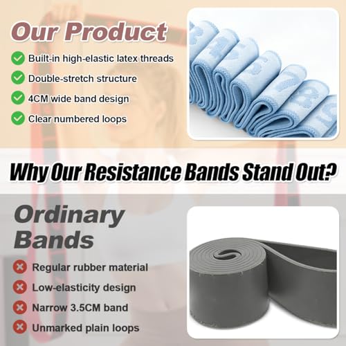 Resistance Bands Set with Numbers, 8/10/12 Loop Stretch Strap 3-Pack, Adjustable Exercise Bands for Yoga, Full Body Workout, Shaping, Stretching and Home Gym Exercise