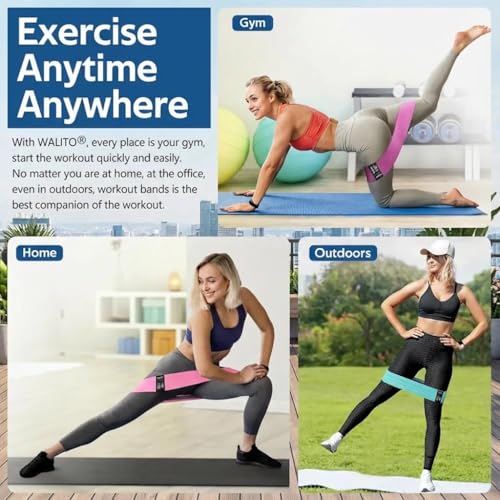 5-Pack TPE Resistance Loop Bands for Glute and Leg Workout with Gradient Colors - color: Green Pink Purple (with mesh bag and manual)