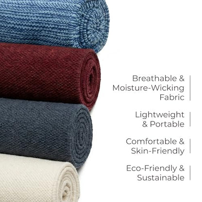 Live Well 360 Handmade Organic Cotton Yoga Mat - Non-Toxic, Chemical-free and All Natural Cloth Yoga Mat - Exercise, Workout, & Fitness Rug - Woven Material - Absorbent & Washable - 78" x 27"