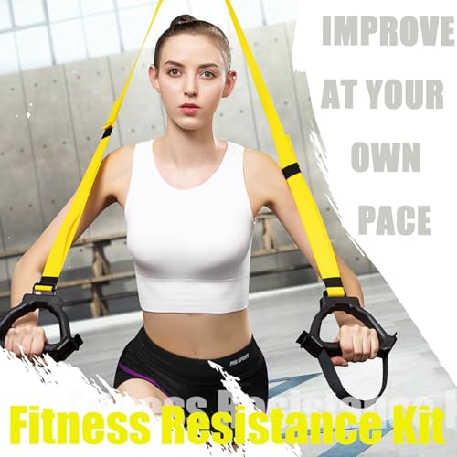 Bodyweight Resistance Training Straps, Home Gym Fitness Trainer kit - color: Blue