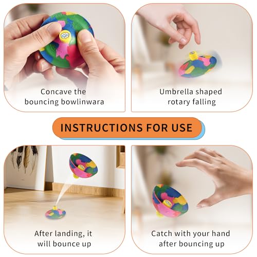 Bounce Bowls Camouflage - Bupduq Fidget Toy for Kids & Adults Spinning Stress Relief, Pop Up Game for School, Party & Intelligence Development - Perfect Anxiety Toy - size: 1 Piece Bouncing Bowl