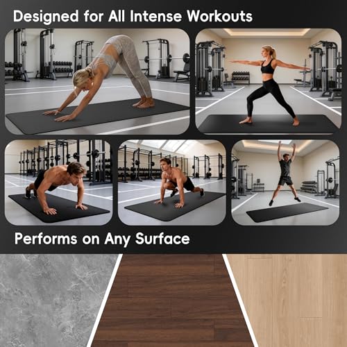 Professional PU & Natural Rubber Yoga Mat – Non Slip 5mm Thick Workout Mats for Women & Men, 72"x27" Wide Exercise Pad for Hot Yoga, Pilates, HIIT & Home Gym – Strap Included