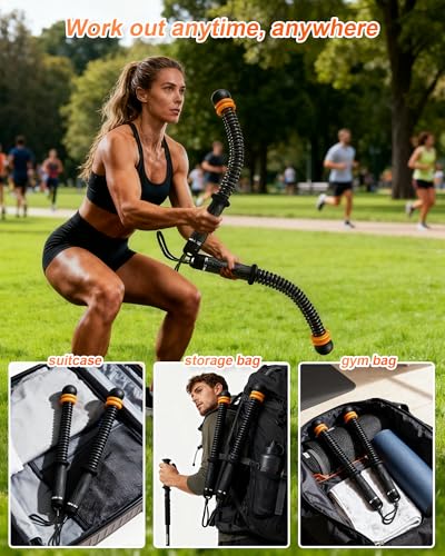 Ropeless Battle Ropes, Adjustable Portable Workout Equipment for Home Gym - color: Black