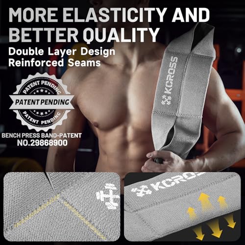 KCROSS Bench Press Band for Men and Women, Weight Lifting Bench Press Band, Push Up Exercise Bench - color: Grey, size: L(9.5in)