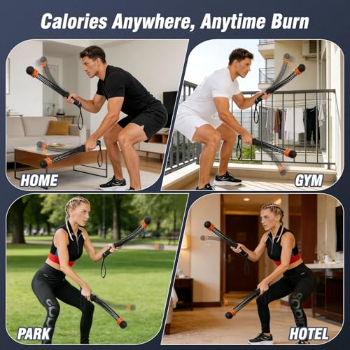 Adjustable Ropeless Battle Ropes, Weighted Cordless Battle Ropes for Home Gym, Quiet Non-Slip Exercise Ropes for Home Workout, Portable Battle Rope for HIIT Strength & Low-Impact Cardio