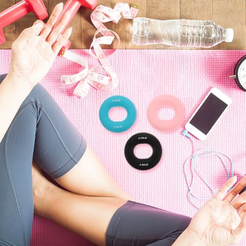 3pcs Silicone Finger Strength Trainer Set, Hand Grip Strengthener Rings with Dual Resistance (20-30lbs Pink, 40-50lbs Blue, 70-80lbs Black) for Finger, Forearm, and Wrist Workout