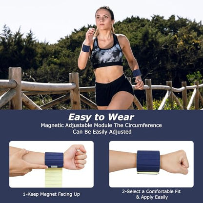 Magnetic Wrist Ankle Weights – Adjustable Ankle and Wrist Weights for Women & Men – 2 Pack (1LB Each) Stackable Magnetic Silicone Arm Bands Non-Slip, Waterproof, Easy Wear – Ideal for Pilates, Yoga, Running & Walking - color: Blue-Yellow