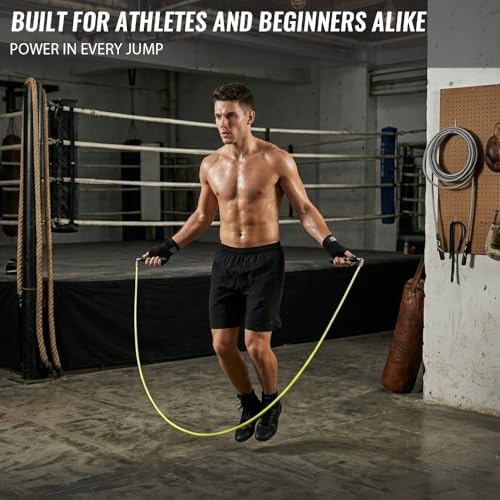Weighted Jump Rope for Men & Women, 1/4lb 1/2lb Interchangeable Weighted Rope, Ball Bearing Adjustable Length, Tangle Free Storage Golf-Grade Grip, Skipping Rope for Weight Loss