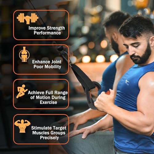 Pull Up Handles Neutral Grip: Portable Barbell Grip with 2 Detachable Straps for Cable Machine LAT Pull Down T-bar Row Deadlift Shrug - color: Orange