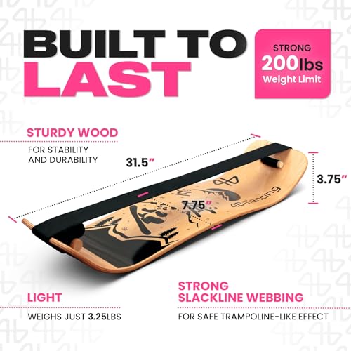 Balance Board for Kids - Slackline Wooden Wobble Board - color: Snowboarding Panda