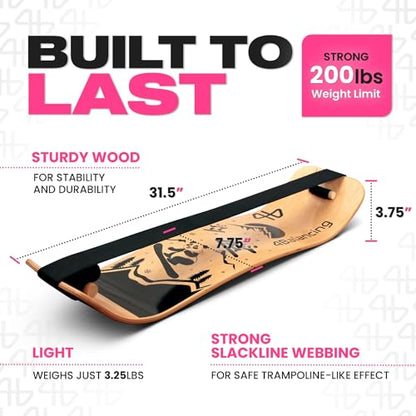 Balance Board for Kids - Slackline Wooden Wobble Board - color: Snowboarding Panda