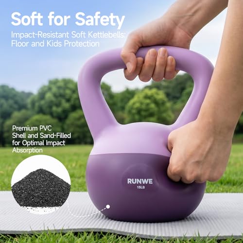 Soft Kettlebell for Women 5lb 10lb 15lb 20lb 25lb, Sand Filled Quiet Floor-Friendly Kettlebell, Anti-Slip Home Gym Fitness Equipment for Apartment Postpartum Recovery - color: 10 LB Purple