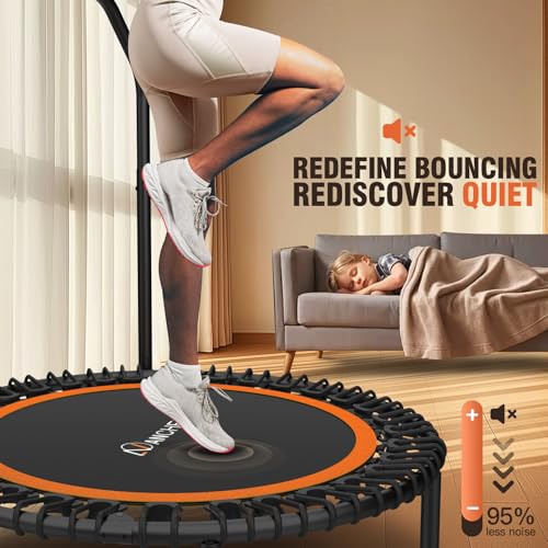 ANCHEER Fitness Trampoline,40"/48" Bungee Rebounder with Adjustable Handle - color: 48-Orange