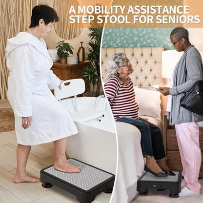 Ronlap Small Step Stools for Adults Car Step Stool for Elderly, Black-Gray - color: Black-gray