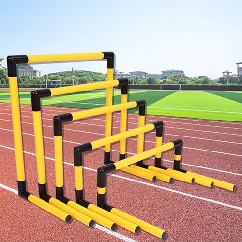 Hurdles Training Equipment for Track, Football Agility Training Equipment, 5 Pack Different Height Hurdles, 360° Rotation, Ideal for Athletic Jumping, Speed Drills (Yellow) - color: Yellow