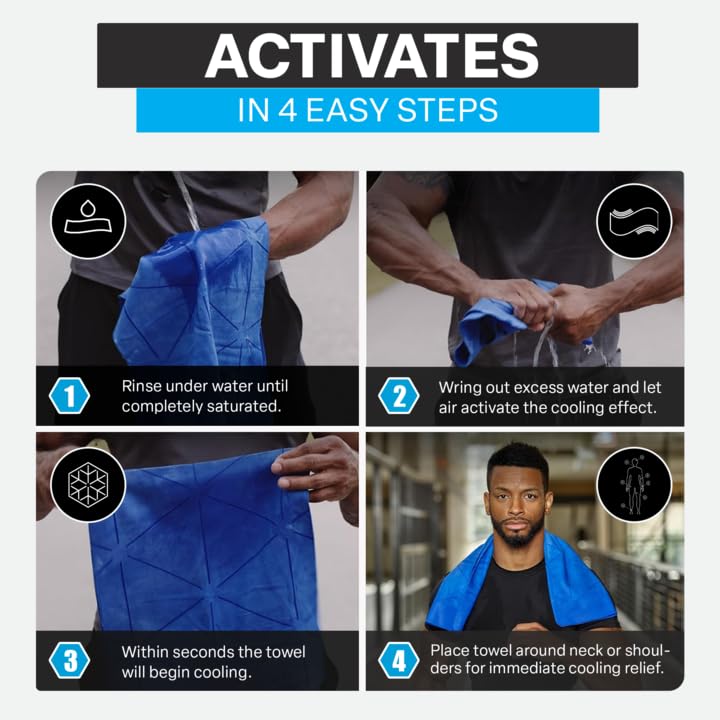 Cooling Towels for Sports, Cooling Neck Wraps – Cold Towel for Running, Workout & Outdoor Use, with UPF 50+-Soft, Chill Pad, Reusable Cooling Neck Towel, 13"x29.5" - 1 Pack (Blue)