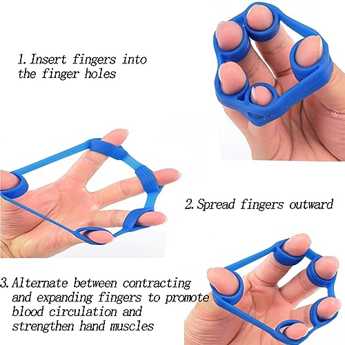 6 Pack Finger Strengthener - 3 Resistance Levels Silicone Exerciser - Hand Grip Trainer for Fitness, Guitar & Rock Climbing