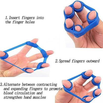 6 Pack Finger Strengthener - 3 Resistance Levels Silicone Exerciser - Hand Grip Trainer for Fitness, Guitar & Rock Climbing
