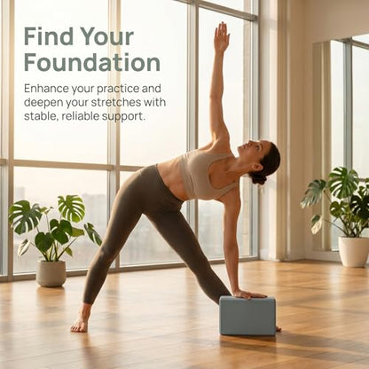 Yoga Blocks, EVA Foam Workout Equipment, High Density Foam Blocks with Non-Slip Surface, Beveled Edges for Yoga, Pilates, Stretching, Meditation, Home Gym Essentials, 9" x 6" x 3" - color: Black