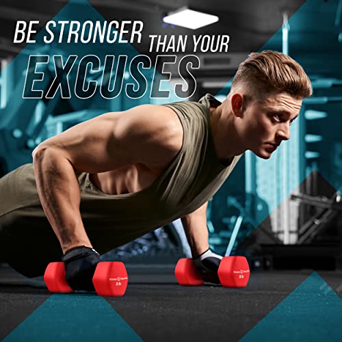 Fitness Republic Neoprene Dumbbell Set of 2, Non-Slip, Hex Shape, Free Weights for Muscle Toning and Strength Building - Portable Home Gym Hand Weights