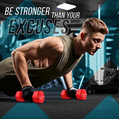 Fitness Republic Neoprene Dumbbell Set of 2, Non-Slip, Hex Shape, Free Weights for Muscle Toning and Strength Building - Portable Home Gym Hand Weights