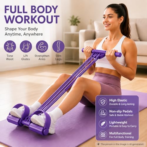 2026 Portable Multi-Functional Fitness Band with Handles and Foot Loops for Foot Stretching, Back Extension & Chest Expansion, Great for Home Office Travel and Yoga Practice - color: Pink