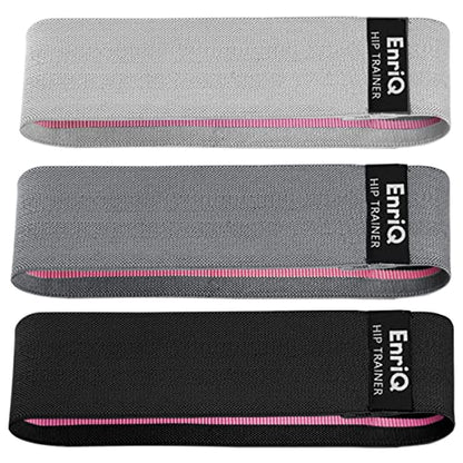 EnriQ Booty Bands Fabric Resistance Bands for Legs and Butt - Non Slip Cloth Hip Bands Elastic Workout Bands - Activate Glutes and Thighs - Made of Premium Elastic Fabric