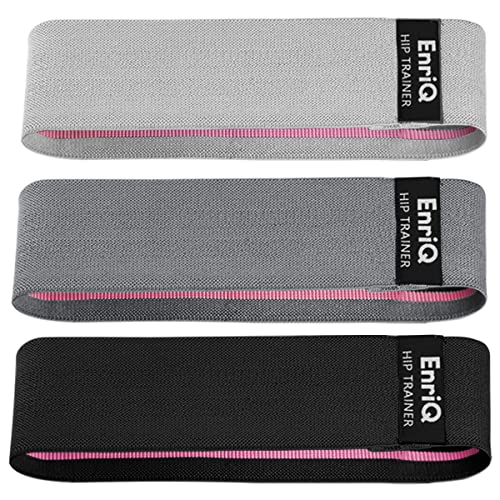 EnriQ Booty Bands Fabric Resistance Bands for Legs and Butt - Non Slip Cloth Hip Bands Elastic Workout Bands - Activate Glutes and Thighs - Made of Premium Elastic Fabric