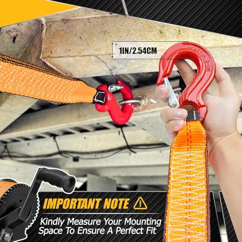 [PREMIUM] Boat Trailer Winch Strap With Supper Steel Hook, 15000 LBS Break Strength, Two Layers Winch Strap, Winch Pulley Strap For Boat Trailer Replacement, Towing Vehicles & Boat Accessories 2"x20'