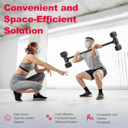 Dumbbell to Barbell Converter – Adjustable Weights & 200LB Capacity for Home Gym Strength Training