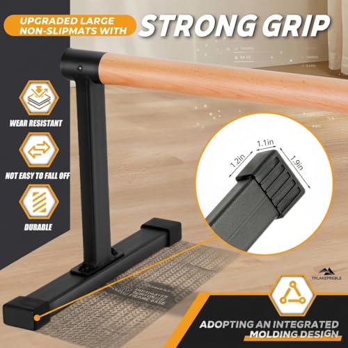 Professional Wooden Parallel Bars - Solid Beech Wood & Matte Alloy Steel Dip Bar, 500lbs Load Capacity Rock-Free Push-up Station for Gymnastics, Yoga and Calisthenics Mastery