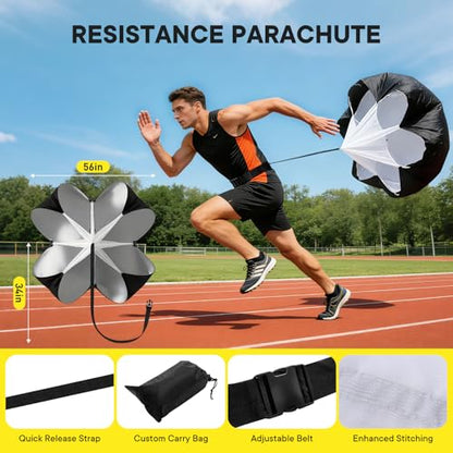 Agility Ladder Speed Training Equipment Set-20ft Ladder,12 Cones, 4 Adjustable Hurdles, Jump Rope, Resistance Parachute| Soccer,Basketball, Football Practice Equipment for Youth, Adults
